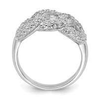 Sterling Silver Polished Three Interlocking CZ Circles Ring view 2
