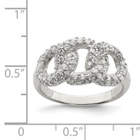 Sterling Silver Polished Three Interlocking CZ Circles Ring view 3