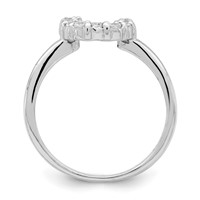 Sterling Silver Rhodium-plated Polished U Shaped Clear CZ Ring view 2