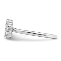 Sterling Silver Rhodium-plated Polished U Shaped Clear CZ Ring view 4