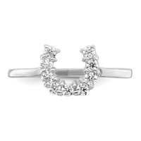 Sterling Silver Rhodium-plated Polished U Shaped Clear CZ Ring view 5