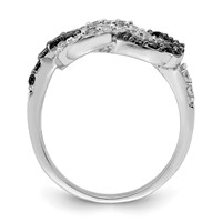 Sterling Silver Rhodium Black and Clear CZ Love Knot Ring view 2