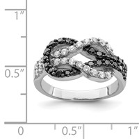 Sterling Silver Rhodium Black and Clear CZ Love Knot Ring view 3
