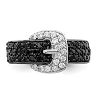 Sterling Silver Rhodium Black and Clear CZ Buckle Ring view 5