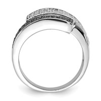 Sterling Silver Rhodium Black and Clear CZ Overlapping Ring view 2