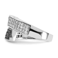 Sterling Silver Rhodium Black and Clear CZ Overlapping Ring view 4