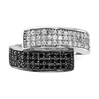Sterling Silver Rhodium Black and Clear CZ Overlapping Ring view 5