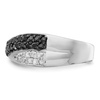 Sterling Silver Rhodium Black & White CZ Crossed Ring view 4