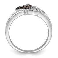 Sterling Silver Rhodium Clear & Champagne CZ Hearts Ring view 2