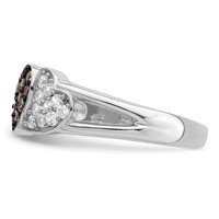 Sterling Silver Rhodium Clear & Champagne CZ Hearts Ring view 3