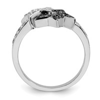 Sterling Silver Rhodium Clear & Champagne CZ Stars Ring view 2