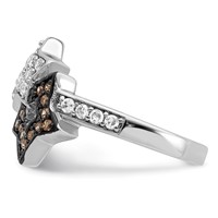 Sterling Silver Rhodium Clear & Champagne CZ Stars Ring view 3