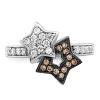 Sterling Silver Rhodium Clear & Champagne CZ Stars Ring view 5