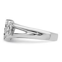 Sterling Silver Rhodium Clear & Black CZ Hearts Ring view 3