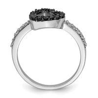 Sterling Silver Rhodium Black & White CZ Heart Ring view 2