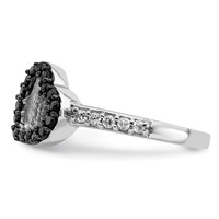 Sterling Silver Rhodium Black & White CZ Heart Ring view 4