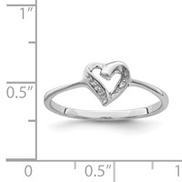 Sterling Silver Rhodium Polished Diamond Accent Heart Ring view 4