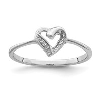 Sterling Silver Rhodium Polished Diamond Accent Heart Ring view 1