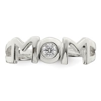 Sterling Silver & CZ Polished Mom Ring view 5