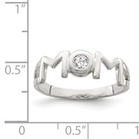 Sterling Silver & CZ Polished Mom Ring view 4