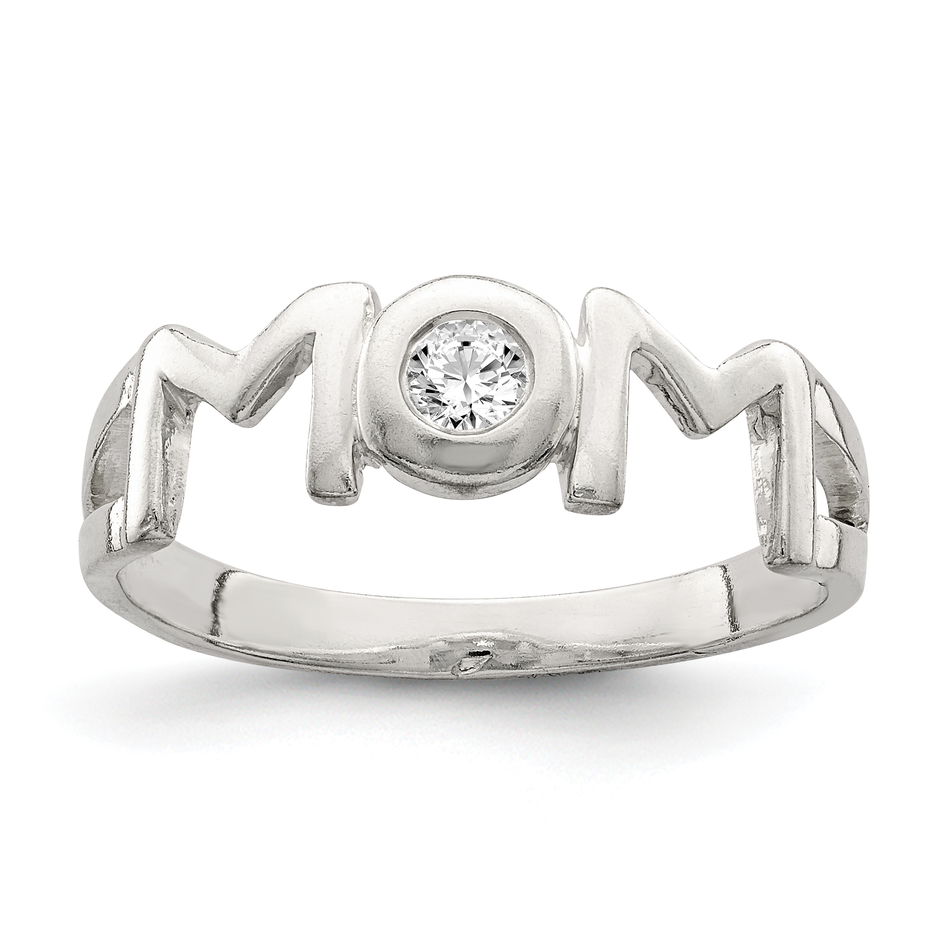Sterling Silver & CZ Polished Mom Ring (QR2772-6)