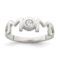 Sterling Silver & CZ Polished Mom Ring view 1