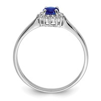 Sterling Silver Rhodium-plated Sapphire & Diamond Ring view 2