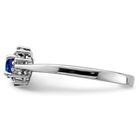 Sterling Silver Rhodium-plated Sapphire & Diamond Ring view 3