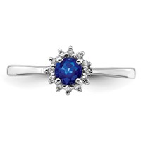 Sterling Silver Rhodium-plated Sapphire & Diamond Ring view 5