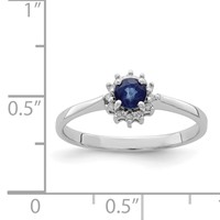 Sterling Silver Rhodium-plated Sapphire & Diamond Ring view 4