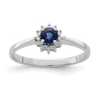 Sterling Silver Rhodium-plated Sapphire & Diamond Ring view 1