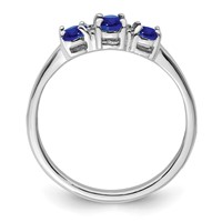 Sterling Silver Rhodium 3 Oval Sapphire & Diamond Ring view 2