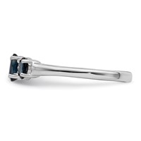 Sterling Silver Rhodium 3 Oval Sapphire & Diamond Ring view 3