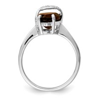 Sterling Silver Rhodium Pear Smoky Quartz & Diamond Ring view 2
