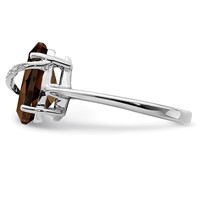 Sterling Silver Rhodium Pear Smoky Quartz & Diamond Ring view 3