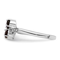 Sterling Silver Rhodium 2 Oval Smoky Quartz & Diamond Ring view 3
