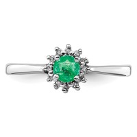 Sterling Silver Rhodium-plated Round Emerald & Diamond Ring view 5