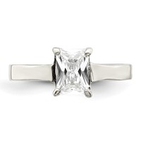 Sterling Silver Solitaire Emerald CZ Ring view 5