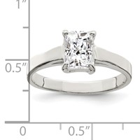 Sterling Silver Solitaire Emerald CZ Ring view 3