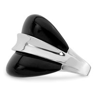 Sterling Silver Rhodium-plated Band Ring with Surrounding Onyx Bands view 4