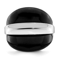 Sterling Silver Rhodium-plated Band Ring with Surrounding Onyx Bands view 5