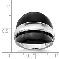 Sterling Silver Rhodium-plated Band Ring with Surrounding Onyx Bands view 3