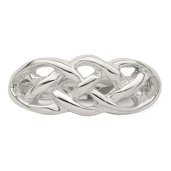 Sterling Silver Polished Woven Celtic Pattern Top Ring