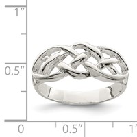 Sterling Silver Polished Woven Celtic Pattern Top Ring view 4