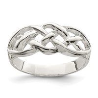 Sterling Silver Polished Woven Celtic Pattern Top Ring view 1