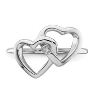 Sterling Silver Rhodium-plated Diamond Accent Intertwined Heart Ring view 5