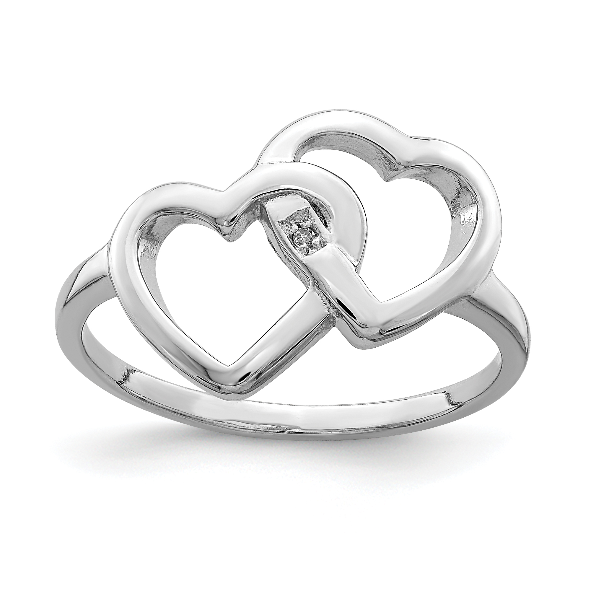 Sterling Silver Rhodium-plated Diamond accent Intertwined Heart Ring (QR2816-6)