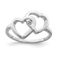 Sterling Silver Rhodium-plated Diamond Accent Intertwined Heart Ring view 1