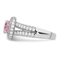 Sterling Silver Rhodium-plated Round Pink and White CZ Ring view 4