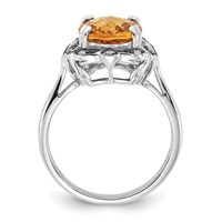 Sterling Silver Citrine & Diamond Oval Ring view 2